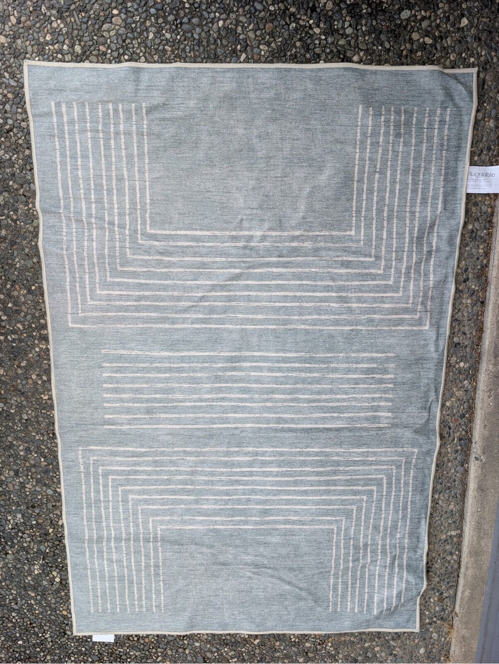 Ruggable Valencia Sage Green Rug Flat Woven Washable With Rug Pad 4x6'
